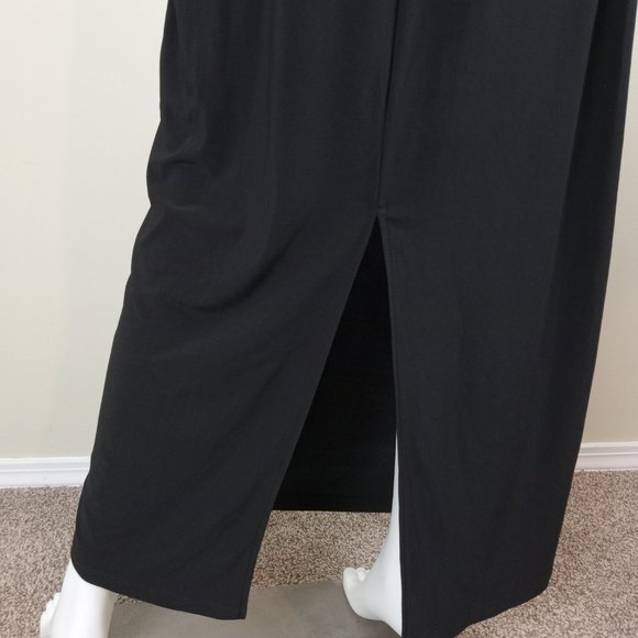 Emma & Michele Women's Halter Maxi Dress Size 14 Black Gold Chain Faux Wrap - Picture 7 of 11